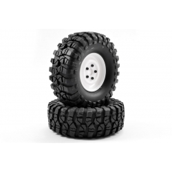 FTX OUTBACK PRE-MOUNTED STEEL LOOK LUG/TYRE (2) - WHITE